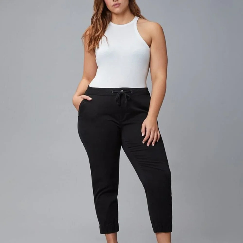 DL1961 Gwen Black Twill Joggers Pants Breathable Lightweight Size 22W NEW